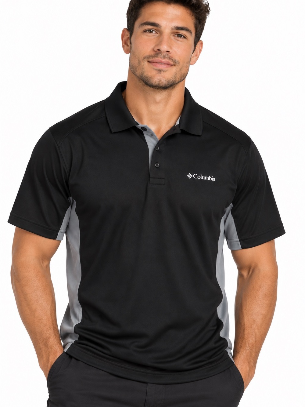 Columbia Black & Gray Performance Polo Golf Shirt Men’s XL